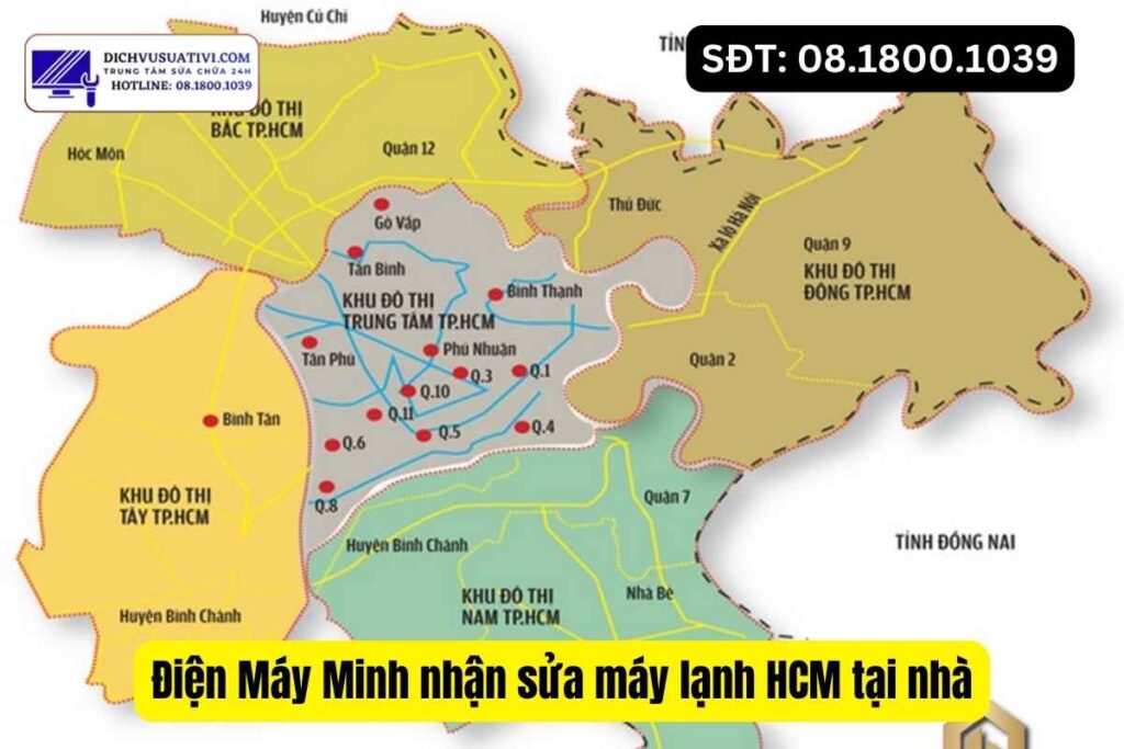 Khu vực Điện Máy Minh nhận sửa máy lạnh tại nhà HCM