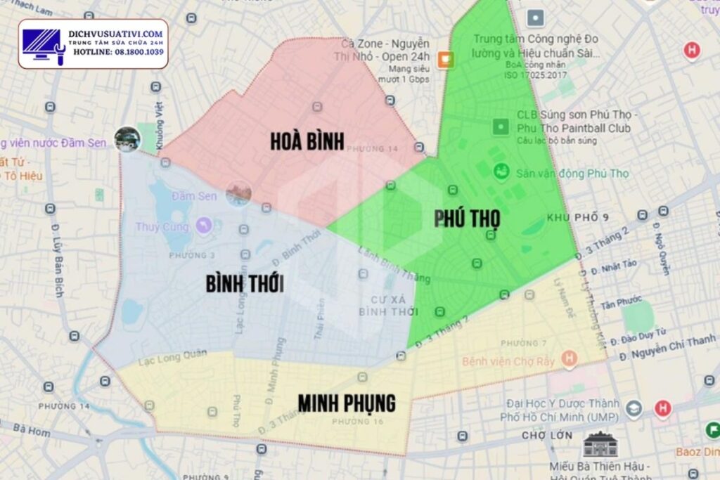 Khu vực nhận sửa tivi tại nhà ở