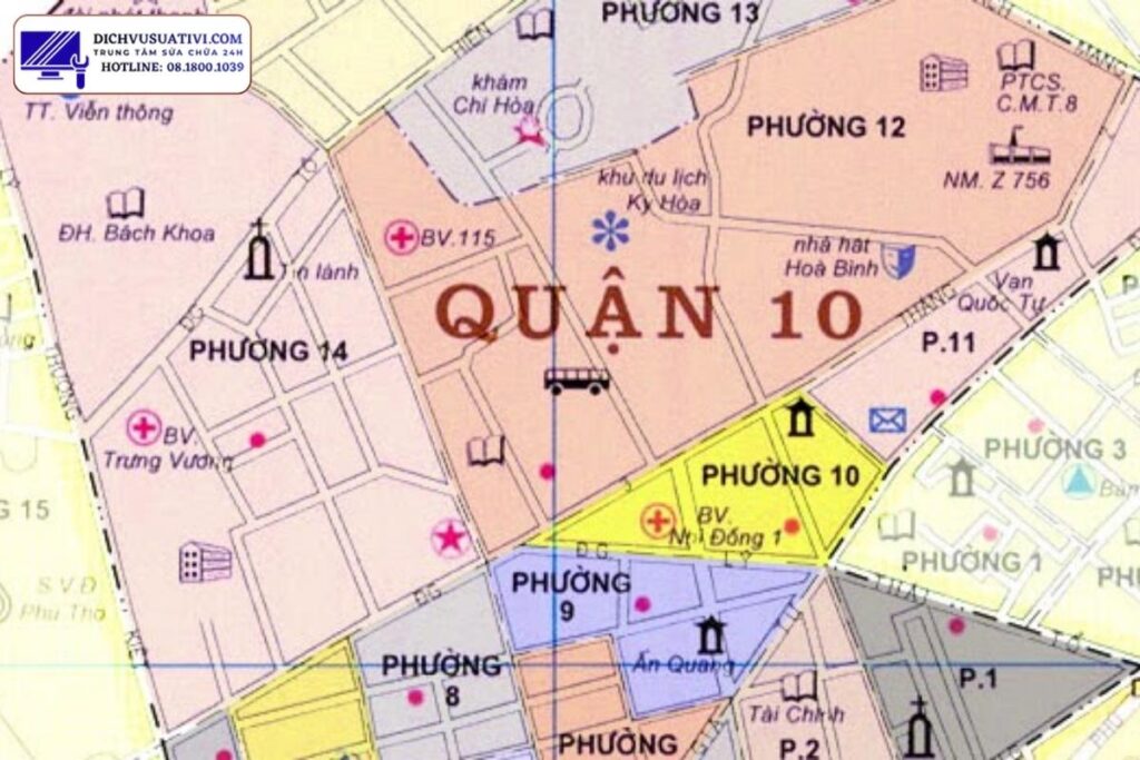 Khu vực nhận sửa tivi tại nhà ở quận 10