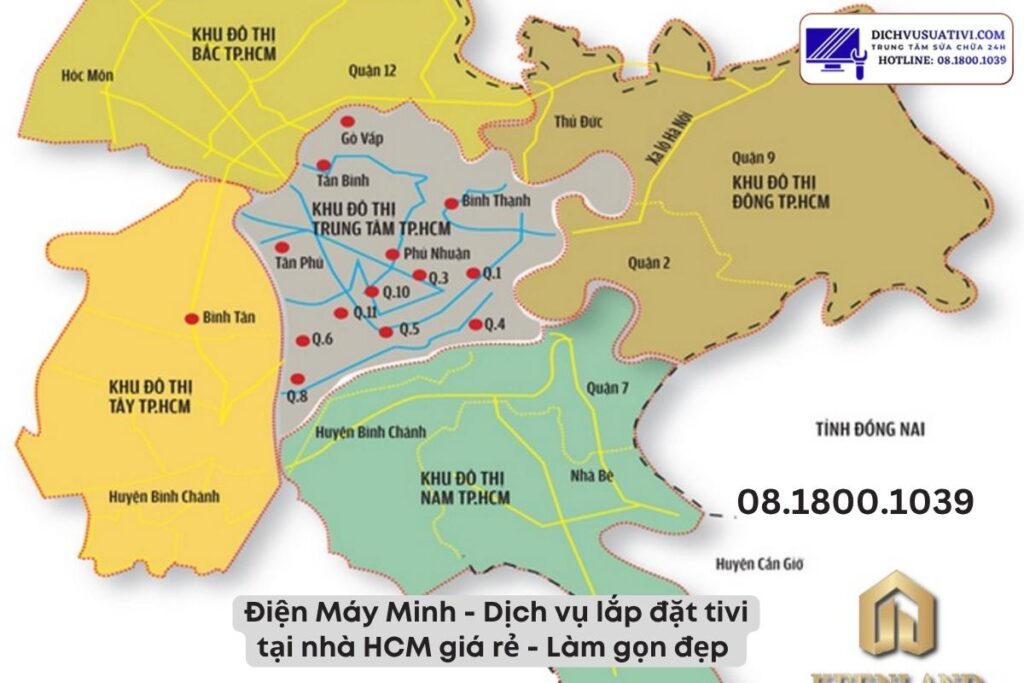 Khu vực Điện Máy Minh nhận lắp đặt tivi tại HCM