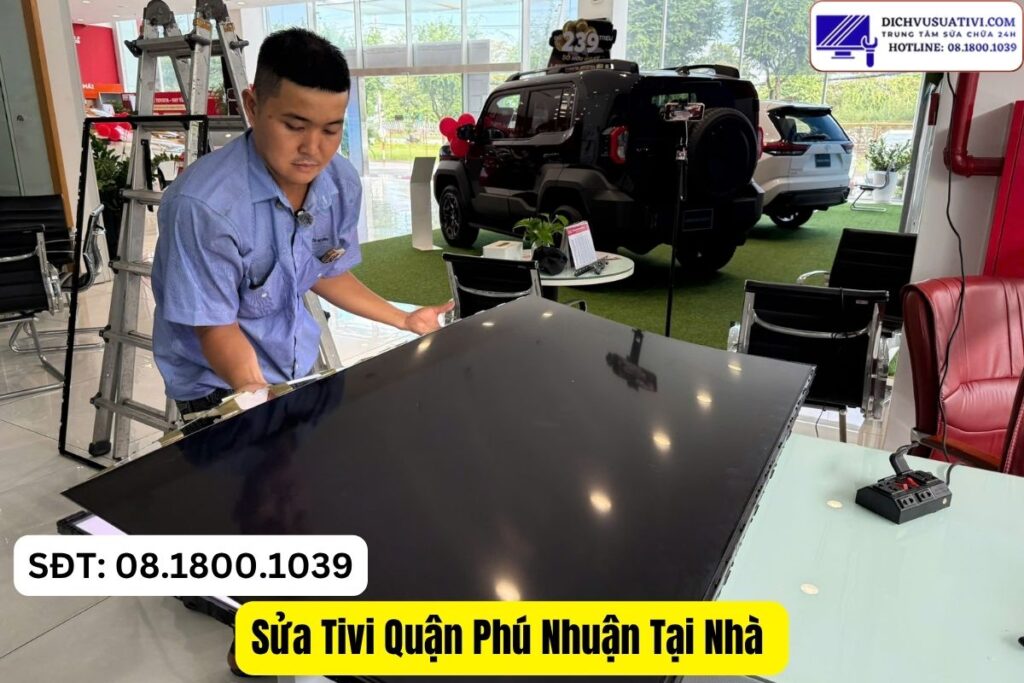 Kỹ thuật viên kiểm tra tivi tại nhà khu vực Phú Nhuận